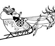 Coloriage et dessins gratuit Tra&icirc;neau de No&euml;l dans le ciel à imprimer
