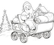 Coloriage Tra&icirc;neau de No&euml;l devant la maison