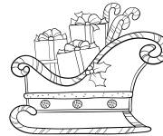 Coloriage Tra&icirc;neau de No&euml;l et cadeaux pour enfants
