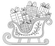 Coloriage Traineau de noel et des cadeaux pour les petits