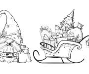 Coloriage Tra&icirc;neau de No&euml;l et le gnome