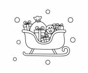 Coloriage et dessins gratuit Tra&icirc;neau de No&euml;l et les flocons de neige à imprimer