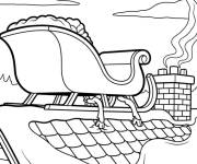 Coloriage Tra&icirc;neau de No&euml;l gar&eacute; sur un toit enneig&eacute;