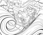 Coloriage Tra&icirc;neau de No&euml;l pour adulte