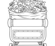 Coloriage Tra&icirc;neau de No&euml;l rempli d'un sac de jouets