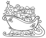 Coloriage Tra&icirc;neau de No&euml;l rempli des cadeaux