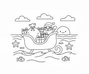 Coloriage Tra&icirc;neau de No&euml;l sur la plage