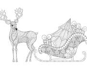 Coloriage Tra&icirc;neau de No&euml;l zentangle