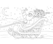 Coloriage Tra&icirc;neau de p&egrave;re No&euml;l avec un clochette