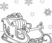 Coloriage Tra&icirc;neau du P&egrave;re No&euml;l &agrave; motifs flocons de neige