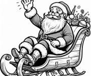 Coloriage Traineau du P&egrave;re No&euml;l d&eacute;taill&eacute; pour enfants