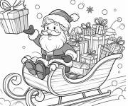 Coloriage Traineau du P&egrave;re No&euml;l en pleine vitesse