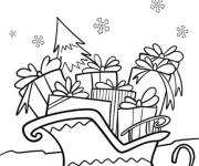 Coloriage Tra&icirc;neau du P&egrave;re No&euml;l et les cadeaux sont pr&ecirc;ts pour les enfants