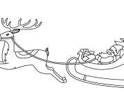 Coloriage Traineau du P&egrave;re No&euml;l facile avec la renne devant