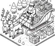 Coloriage Tra&icirc;neau du P&egrave;re No&euml;l pour impression