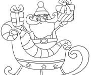 Coloriage Tra&icirc;neau du p&egrave;re No&euml;l pour maternelle