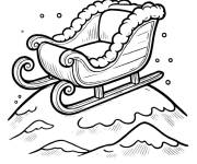 Coloriage Traineau du P&egrave;re No&euml;l sur la falaise