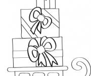 Coloriage Trois cadeaux staff&eacute; sur le traineau