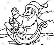 Coloriage Un signe amical du P&egrave;re No&euml;l en tra&icirc;neau
