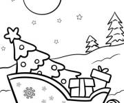 Coloriage Un tra&icirc;neau assis au clair de lune