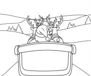 Coloriage Vue arri&egrave;re du tra&icirc;neau dU p&egrave;re noel volant