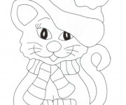 Coloriage Chat  Mignon à découper