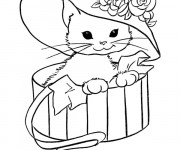 Coloriage Chat Trop Mignon portant un chapeau