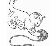 Coloriage Un chaton Trop Mignon qui joue