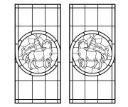 Coloriage et dessins gratuit Agneaux avec une croix en vitrail à imprimer
