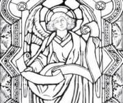 Coloriage Ange avec un parchemin en vitrail