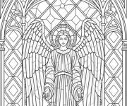 Coloriage Ange dans le vitrail d'&eacute;glise