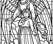Coloriage Ange en Vitrail pour enfants