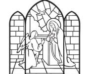 Coloriage Ange et Saint dans un vitrail d'&eacute;glise