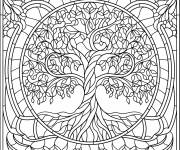 Coloriage Arbre en vitrail
