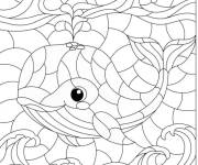 Coloriage Baleine mignonne en vitrail