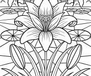 Coloriage Belle Lys en vitrail
