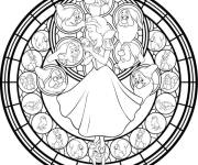 Coloriage Blanche neige dans le vitrail