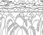 Coloriage Champ de bl&eacute; en vitrail