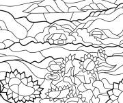 Coloriage Champ de tournesols en vitrail