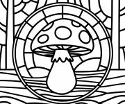 Coloriage Champignon en vitrail