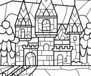 Coloriage Ch&acirc;teau avec des tours en vitrail