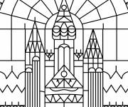 Coloriage Ch&acirc;teau en vitrail &agrave; motif
