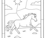 Coloriage Cheval ay galop en vitrail