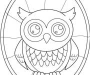 Coloriage Chouette en vitrail