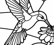 Coloriage Colibri en vitrail