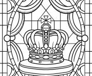 Coloriage Couronne majestueux en vitrail