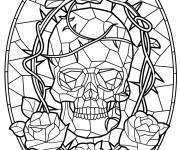 Coloriage Cr&acirc;ne serein en vitrail