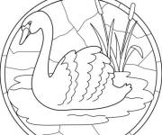 Coloriage Cygne en vitrail