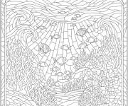 Coloriage D&eacute;coration en vitrail de mer