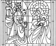 Coloriage D&eacute;coration vitrail pour adulte